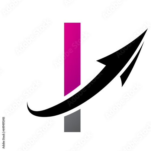 Magenta and Black Futuristic Letter I Icon with an Arrow