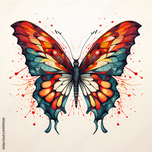 Butterfly Illustration  Striking Flat Color Palette with Depth Shadowing Symbolizing Speed  Precision  and Power