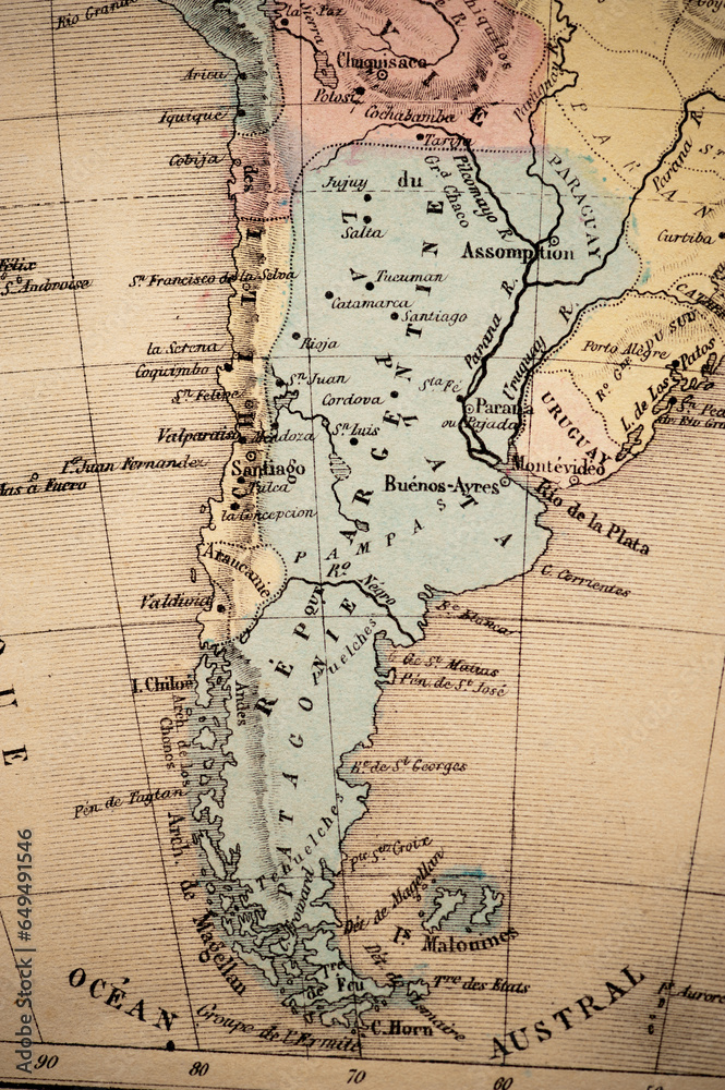 South America, Patagonia, Argentina, Uruguay, Austral Ocean | Atlas Classique circa 1869 | Antique Map 