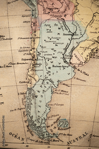 South America, Patagonia, Argentina, Uruguay, Austral Ocean | Atlas Classique circa 1869 | Antique Map 