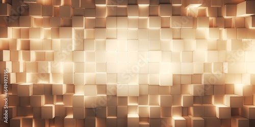 Beige LED Creative Abstract Geometric Texture. Screen Wallpaper. Digiral Art. Abstract Bright Surface Geometrical Horizontal Background. Ai Generated Vibrant Texture Pattern.