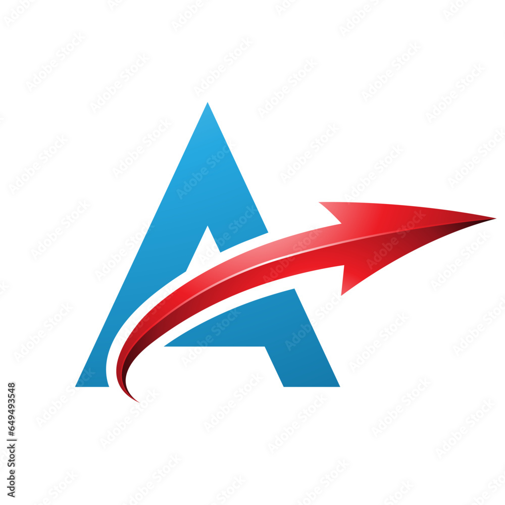 Blue and Red Uppercase Letter A Icon with a Glossy Arrow Blue and Red Uppercase Letter A Icon with a Glossy Arrow