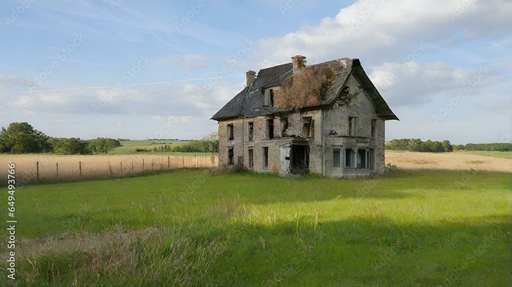 田舎の放棄された農家、廃墟｜Abandoned farmhouse in the countryside, ruins. Generative AI