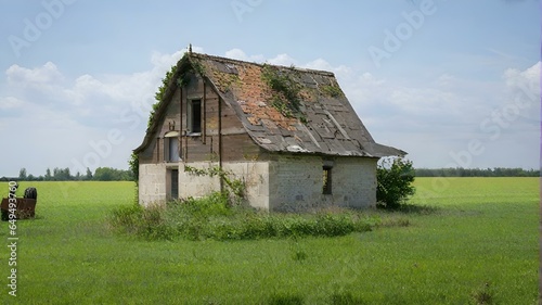 田舎の放棄された農家、廃墟｜Abandoned farmhouse in the countryside, ruins. Generative AI © happy Wu 