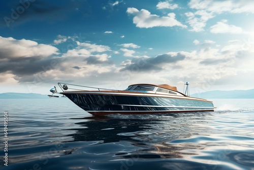 Luxury boat in open waters. Generative AI