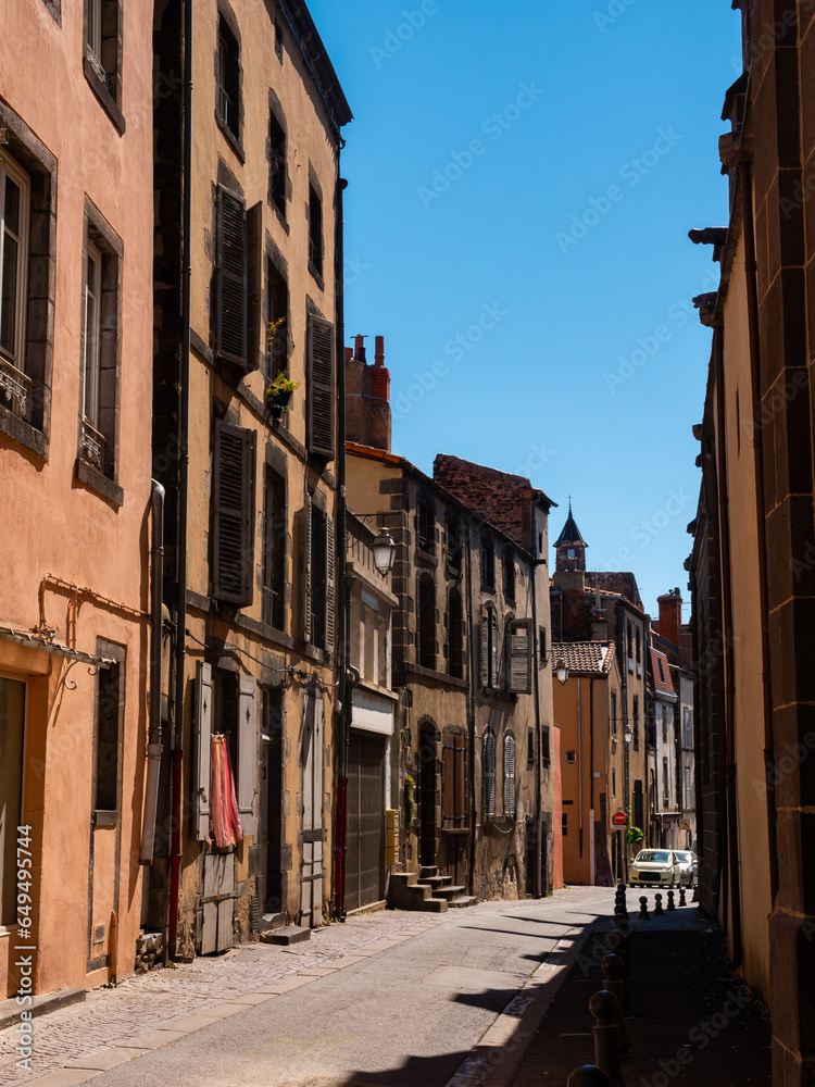 Street of Riom, Puy-de-Dome department, Auvergne, central France.