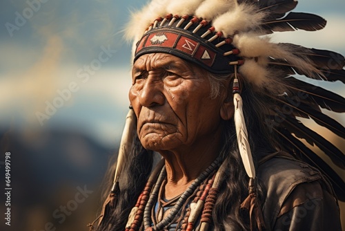 Tela The chief of the Apache Indians is a native American man