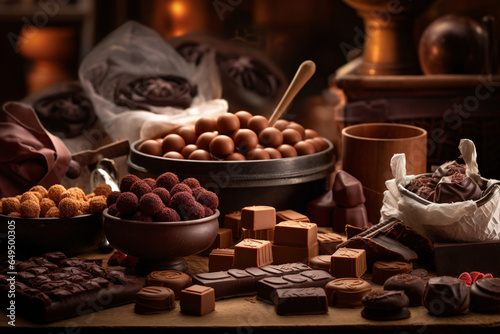 Assortment of indulgent chocolate treats. Assortment of delicious chocolate candies.