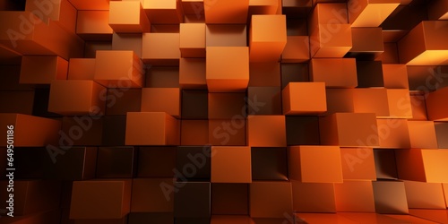 Orange Creative Abstract Geometric Texture. Screen Wallpaper. Digiral Art. Abstract Bright Surface Geometrical Horizontal Background. Ai Generated Vibrant Texture Pattern.