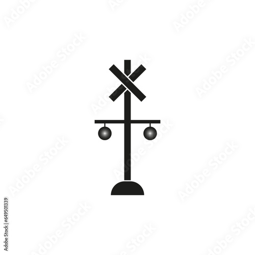 Railroad crossing sign. Vector illustration. EPS 10.