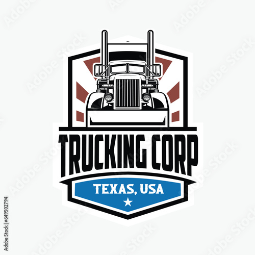 Trucking Corporation Badge Emblem Logo Template Set Vector Isolated
