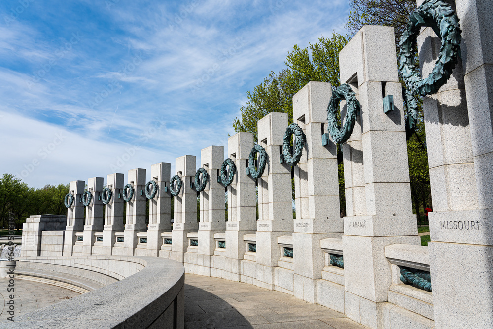 World War II Memorial in National mall, Washington D.C, USA in spring