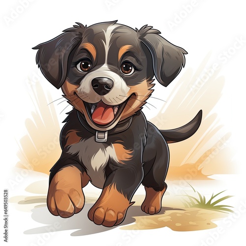 Playful Puppy in cartoon style isolated on a white background