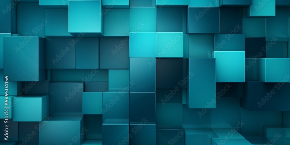 Turquoise Crystal Creative Abstract Geometric Texture. Screen Wallpaper. Digiral Art. Abstract Bright Surface Geometrical Horizontal Background. Ai Generated Vibrant Texture Pattern.