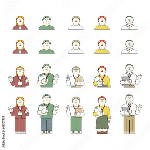 働く人の表情差異セット