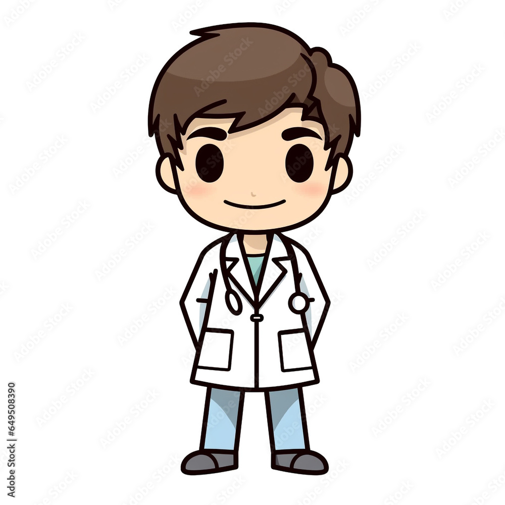 Cute smiling cartoon man doctor with a stethoscope isolated on white background. Cute smiling cartoon man doctor with a stethoscope isolated on white background.