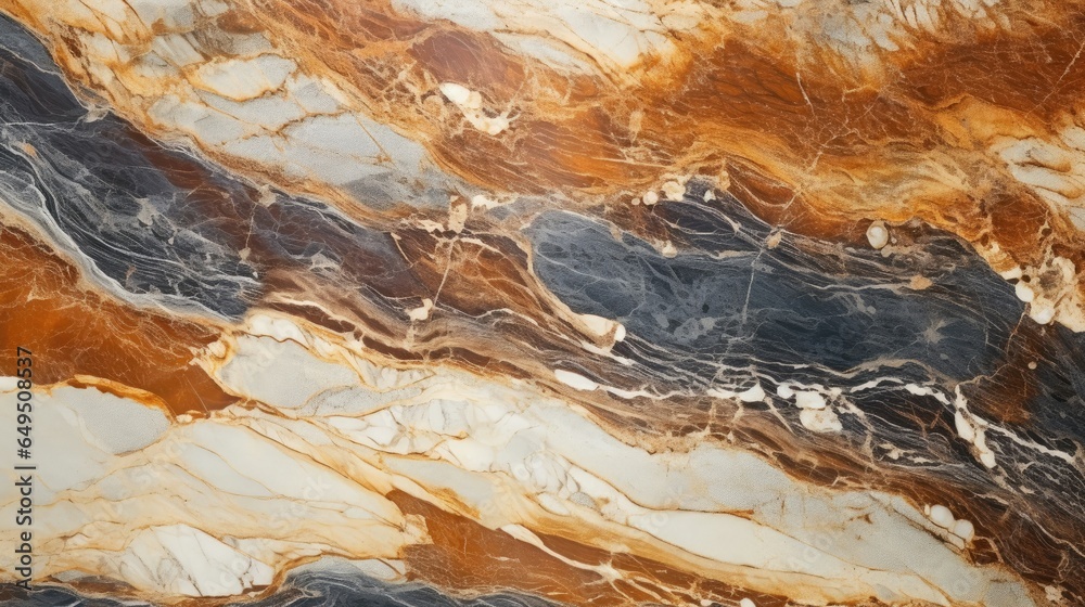 Glossy marble countertop texture background, featuring a polished, reflective surface with intricate veining in rich, earthy tones. Ideal for luxury kitchen and bathroom design concepts.