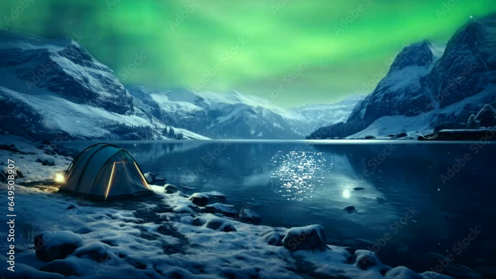 custom made wallpaper toronto digitalview of camping at night near frozen lake, bonfire mountain, snow, video background live wallpaper amazing and beautiful 