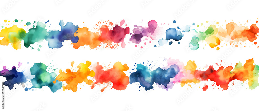 Rainbow Color Painting: Circular Frame Crafted from Watercolor Splashes Isolated png