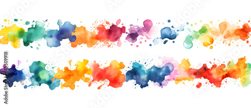 Rainbow Color Painting: Circular Frame Crafted from Watercolor Splashes Isolated png