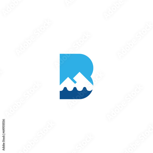 Letter B Mount Logo Vector Sign. Mountain Nature Landscape Logo