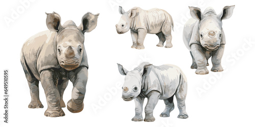 watercolor baby rhino clipart for graphic resources