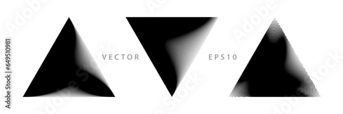 Set of Triangular Graphic Elements. Light and Shadow Texture. Vector Monochrome Illustration.