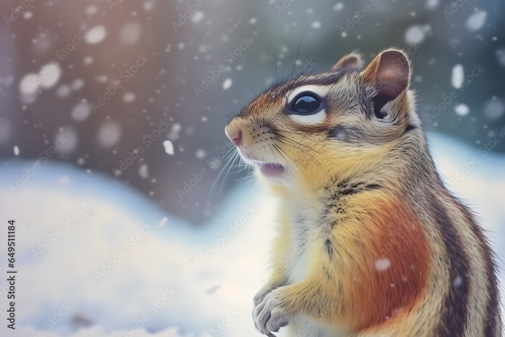 雪の中のシマリス 雪の中のシマリス