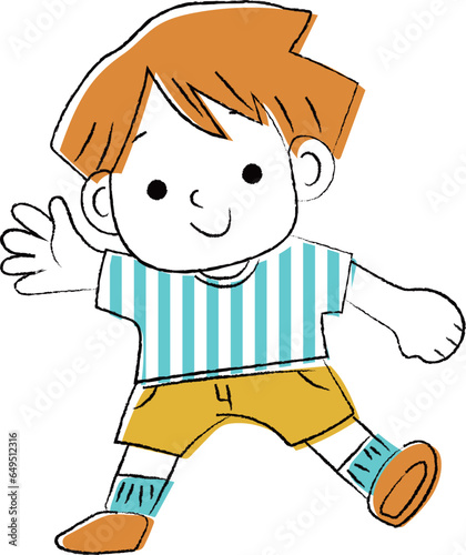 手を振る男の子のイラスト