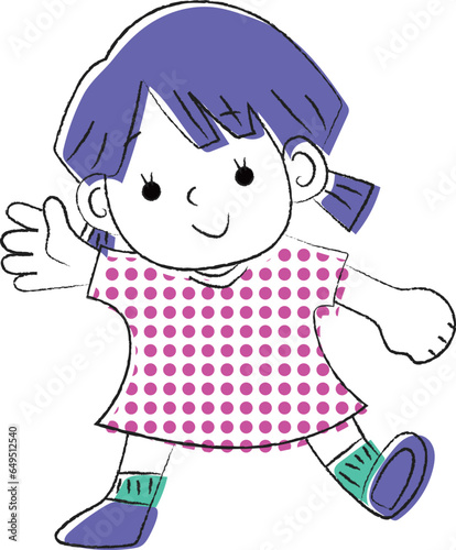 手を振る女の子のイラスト