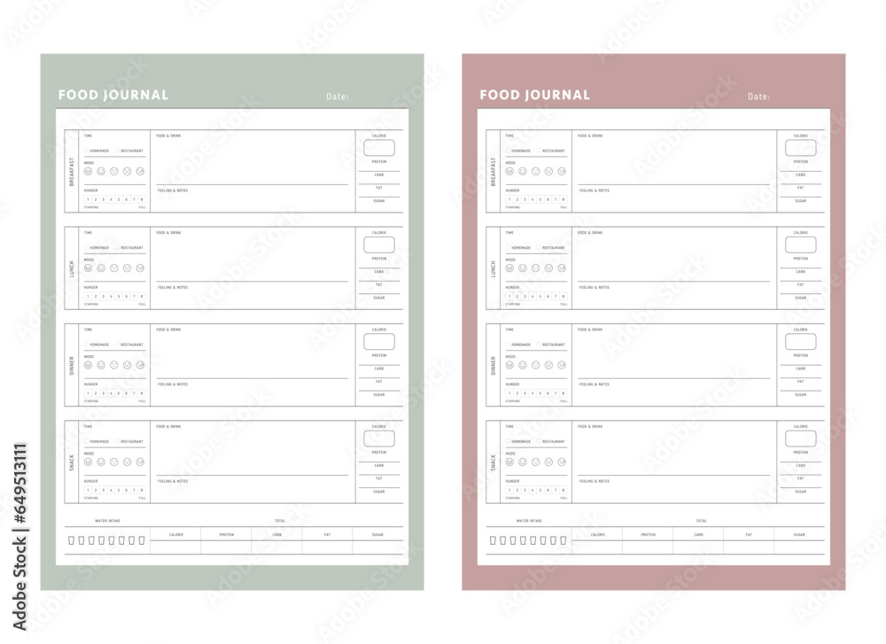 (Hello) Food Journal Planner. Plan you food day easily. Vector illustration. (Hello) Food Journal Planner. Plan you food day easily. Vector illustration.