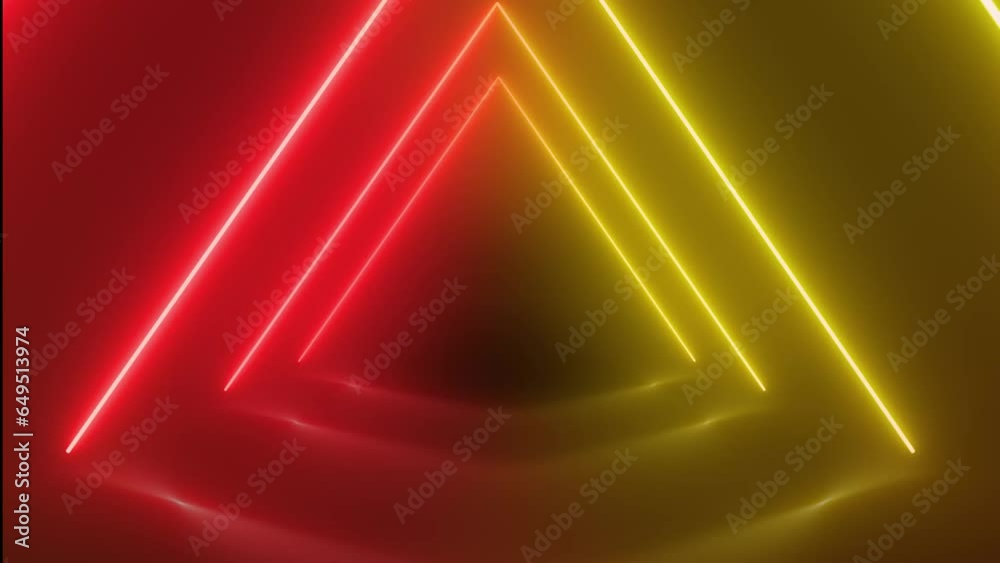 Expanding neon triangles forming a tunnel Expanding neon triangles forming a tunnel