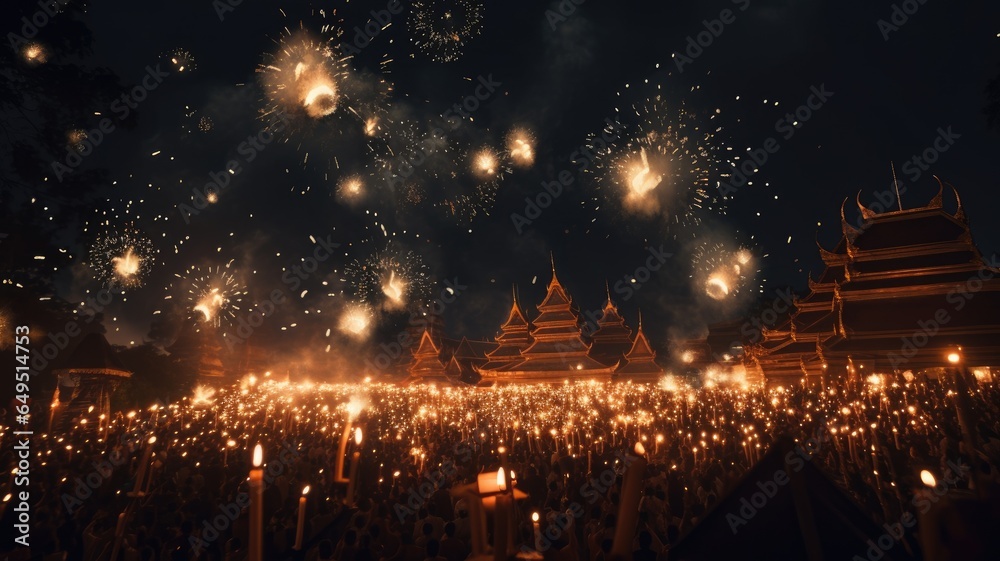 Obraz premium Thailand festival celebrating with night sky background.