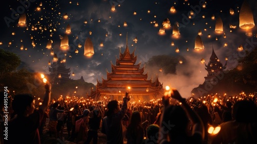 Thailand festival celebrating with night sky background. © Virtual Art Studio