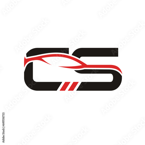 letter CS with silhouette car