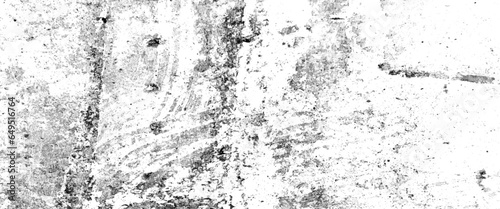 Wall fragment with scratches and cracks, white background on cement floor texture, monochrome texture composed of irregular graphic elements, Vector grunge texture.