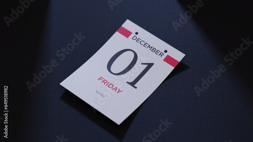 December 1st Calendar date. scraps of calendar paper on the floor