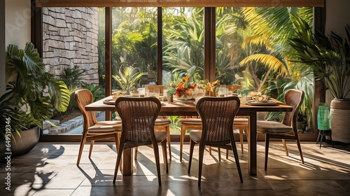 modern tropical dining room design interior design inspiration © Gethuk_Studio