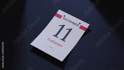 December 11st Calendar date. scraps of calendar paper on the floor