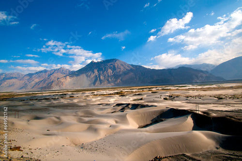 Sand dunes in Nubra valley in Himalayas. Hunder, Nubra valley, Ladakh photo