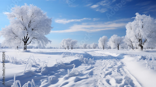 Winter's Serenity: Snow-Covered Open Fields © icehawk33