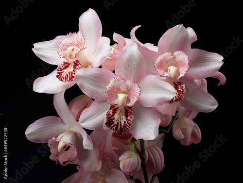 Orchids close up, Thai orchids.cymbidium hybrid orchid flower on black background