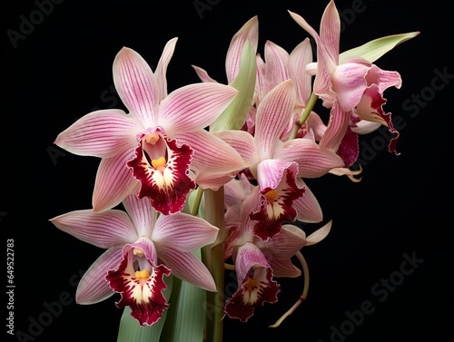 Orchids close up, Thai orchids.cymbidium hybrid orchid flower on black background