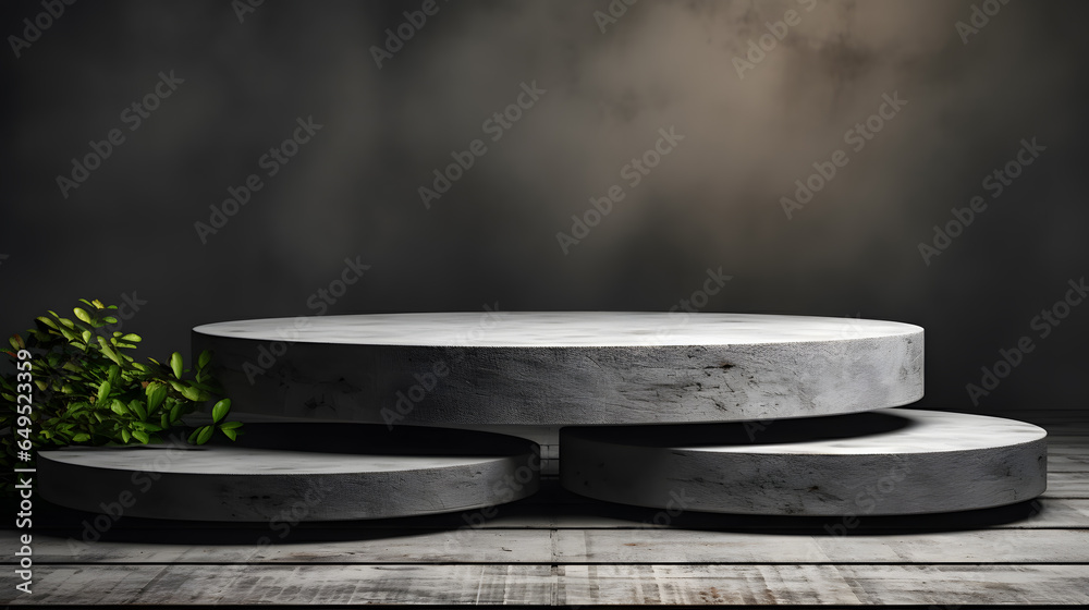 3d render of concrete round pedestal podium for product display mockup. 3d render of concrete round pedestal podium for product display mockup.