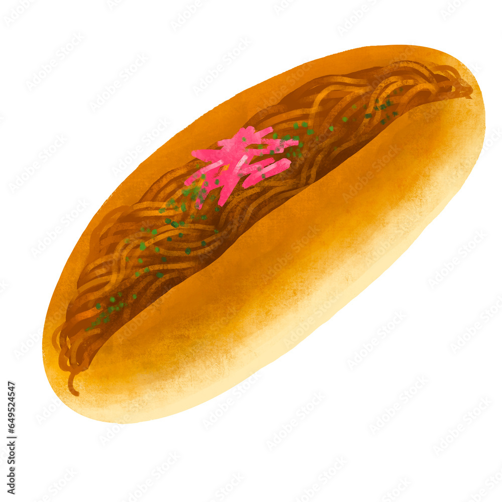 焼きそばパン コッペパンのイラスト 焼きそばパン コッペパンのイラスト