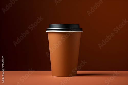 Paper coffee cup. blank brown container with lid for latte mocha cappuccino drinks realistic vector 3d mockups