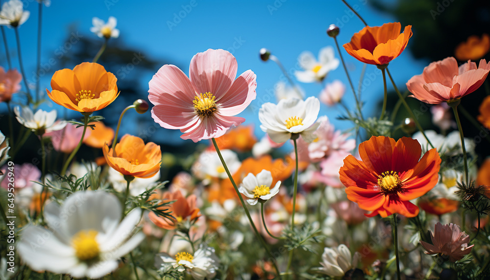 Vibrant yellow and purple flowers bloom in the meadow generated by AI Vibrant yellow and purple flowers bloom in the meadow generated by AI