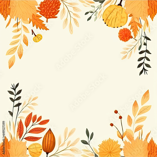 A whimsical and minimalistic cartoon template capturing the essence of autumn with playful  vibrant colors and elements like falling leaves
