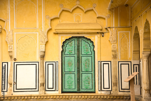Decorative pattern old wooden door, Jaipur, India