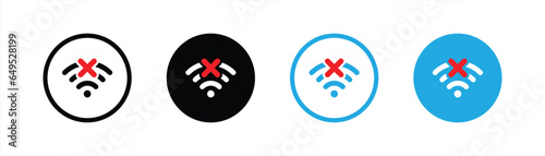 wireless and wifi icon set. connection problem, internet error icon symbol sign collection, vector illustration